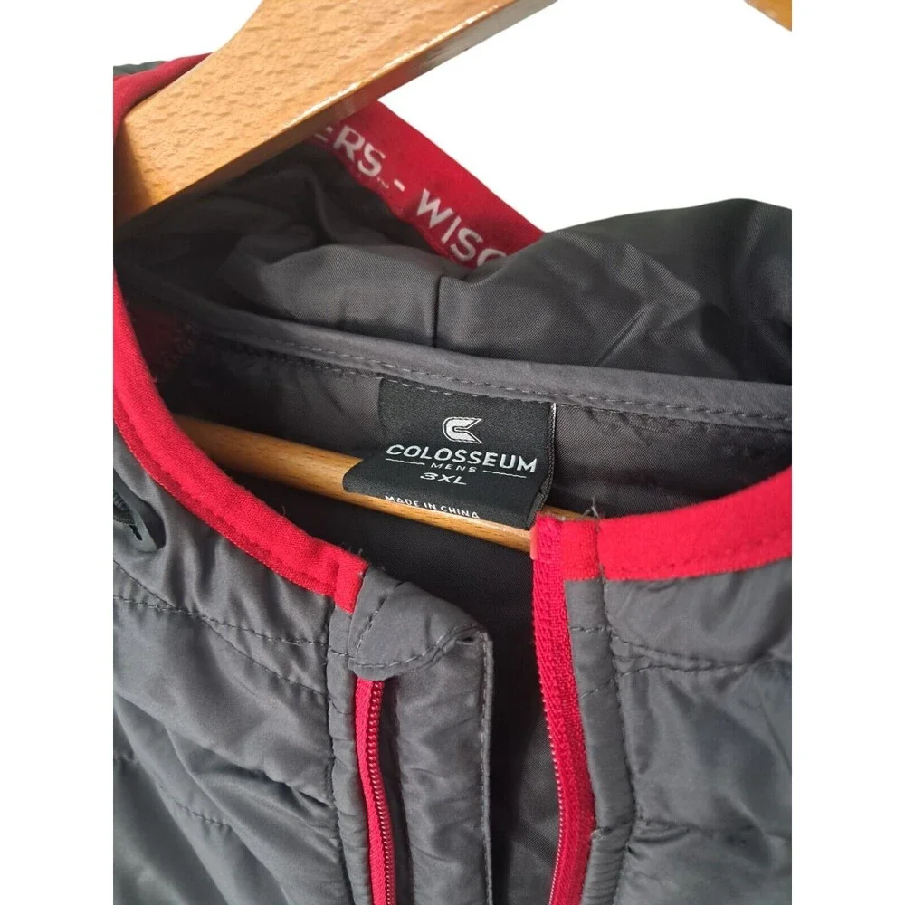 University of Wisconsin Men's Gray & Red Hooded Jacket